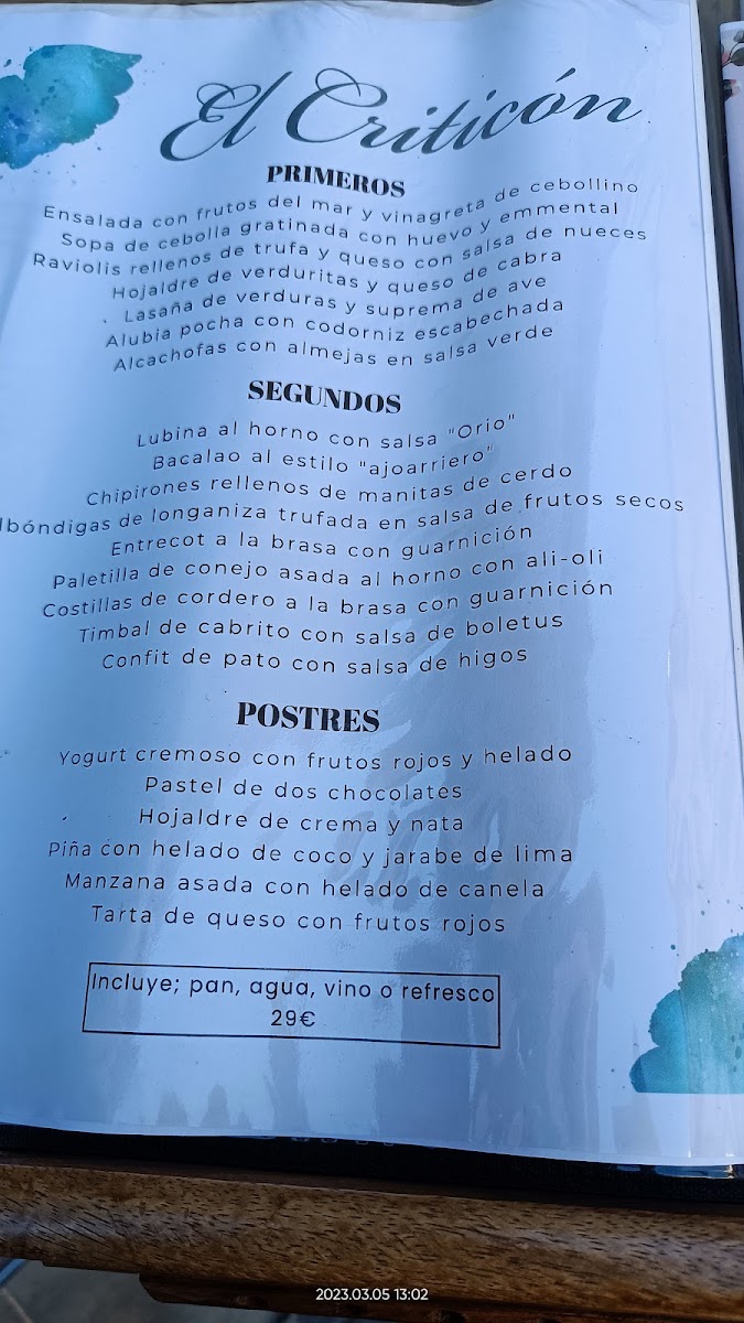 Menu El Criticón Restaurante-2